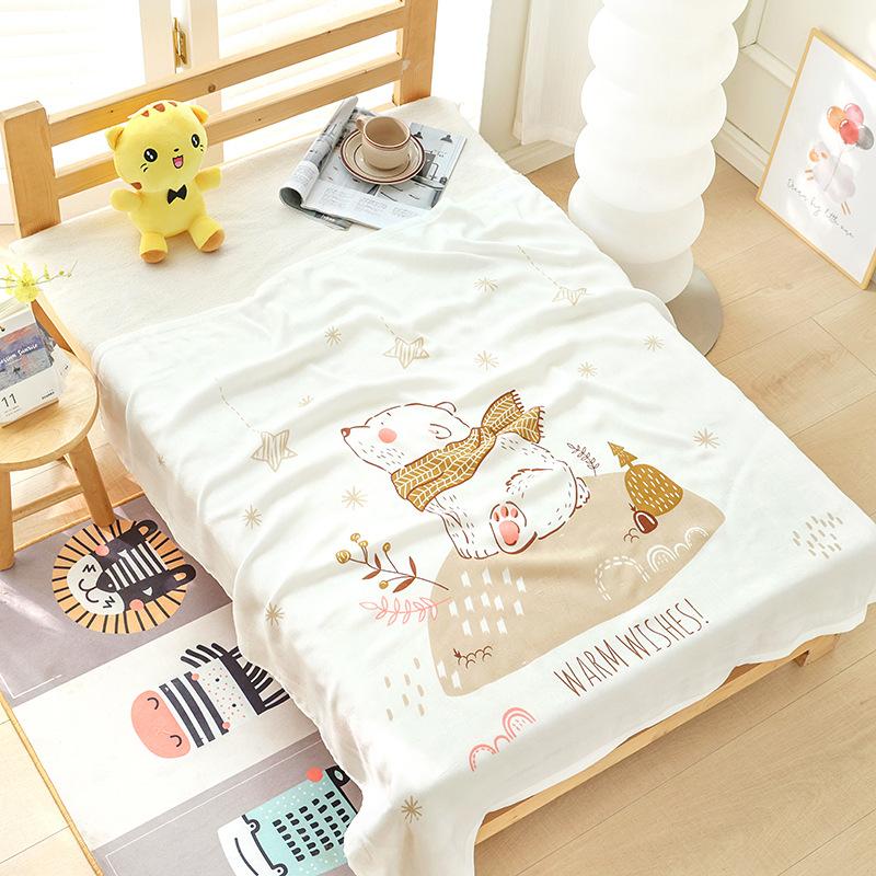 Double-layer Bamboo Cotton Infant Blanket, Children's Quilt, Thin Air-conditioning Summer Cool Quilt, Baby Bamboo Fiber Ice Silk Blanket