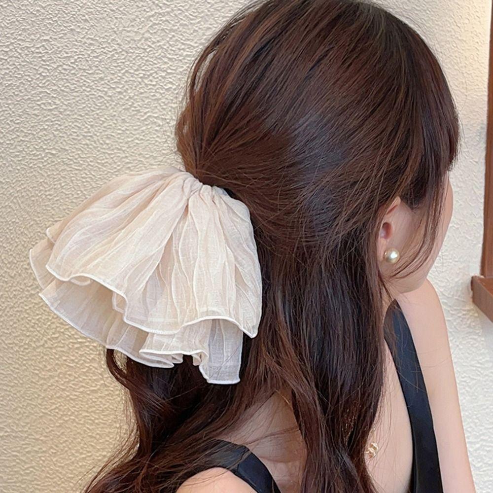 Hair Band Lace Mesh Cloth Flower Hair Tie Korean Style Headwear Women Scrunchies Wrinkle Hair Rope