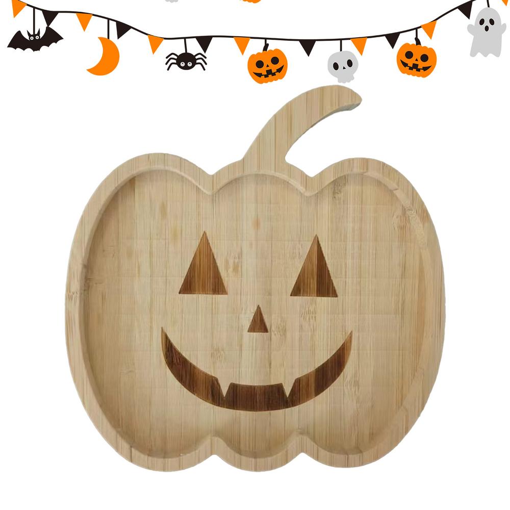 Деревянный декоративный поднос Декоративный сервировочный поднос Блюдо Элементы Хэллоуина Поднос для хлеба Мясо Сыр Печенье И Пицца