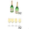 1/12 Dollhouse Champagne Bottles Wineglass and Wine Glass Goblet Pub Life Scene Toys