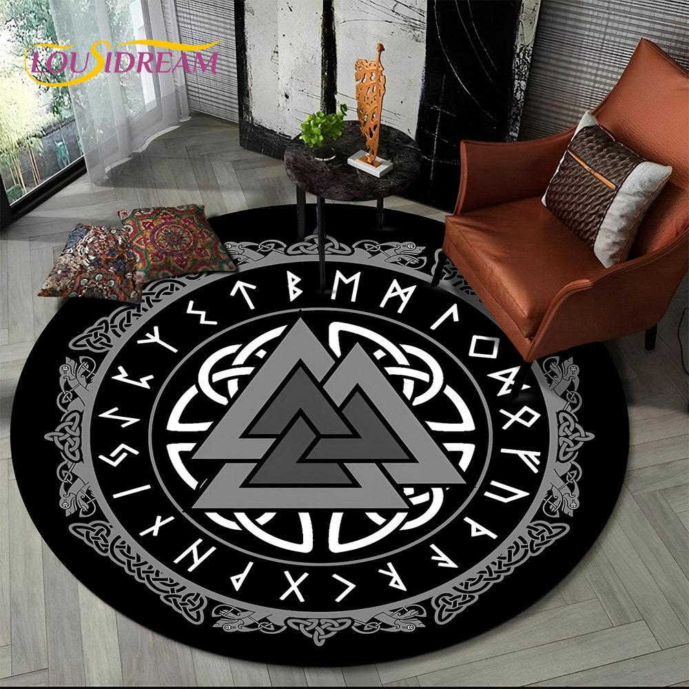 Viking Valknut Yggdrasil Tree of Life круглый ковер, ковер для гостиной, спальни, дивана, декор игровой комнаты, нескользящий напольный коврик