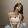 Sleeveless Sexy Off-Shoulder Contrast Vest for Women - Slim Fit Summer Top, Korean BF Style