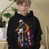 Boys' Colorful Motorcycle Rider 3D Printed Long Sleeved Hooded Sweatshirt, Boys' Spring and Autumn Sportswear