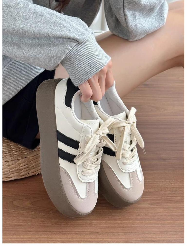 Deixun Women's 2025 Retro White Thick-Soled Sneakers for Spring and Fall - Versatile Casual Sports Shoes