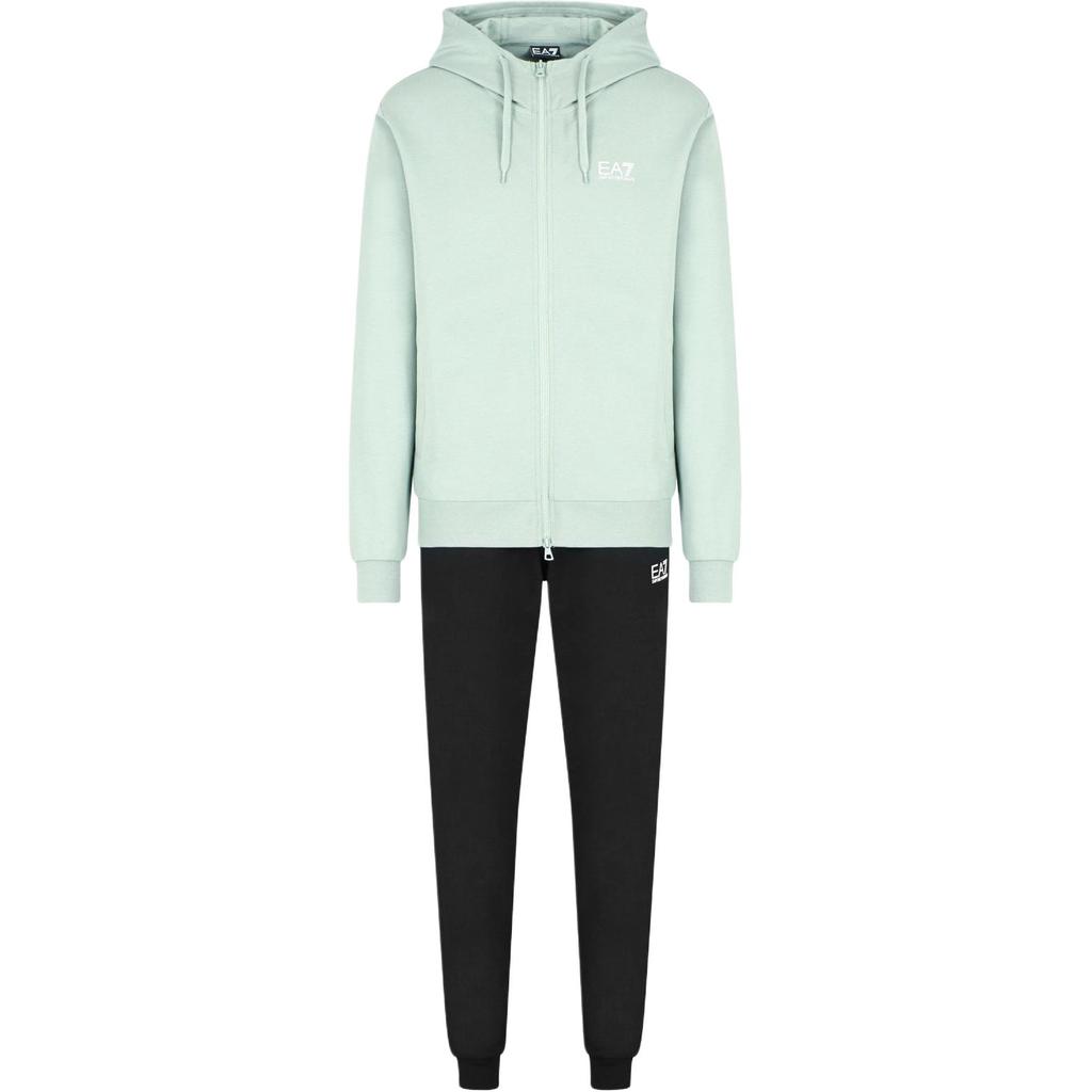 Emporio Armani EA7 Худи на молнии с принтом логотипа Хлопок Спортивный костюм-худи Мужские худи Зеленый 8NPV63-PJVRZ-M7003