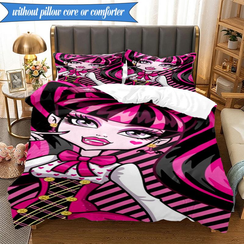 Monster-High Party 3pcs K-pop music group Bedding set,Ideal for Bedroom, Dormitory,Including Duvet Cover And 2pcs Pillowcases,Fan gifts