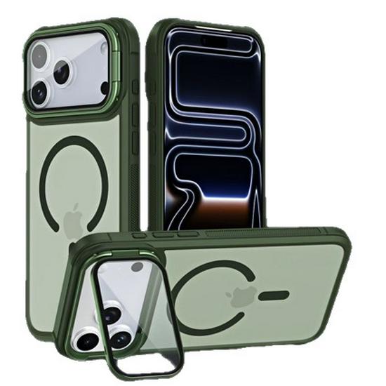 Магнитный защитный чехол Apple 17 Pro Max с покрытием Soft-Touch и металлической подставкой для объектива для iPhone 16