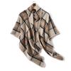 2024 Autumn And Winter New Imitation Cashmere Plaid Scarf Long Triangular Scarf Warm Scarf Women'S Thick Shawl Versatile