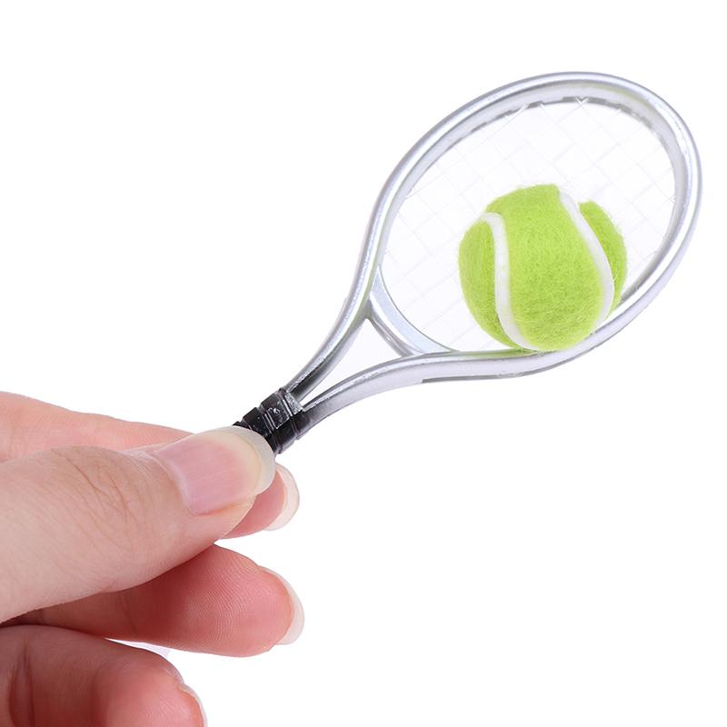 1:6 1:12 Dollhouse Miniature 1Pc Tennis Racket + 1Pc Ball Dolls Accessories
