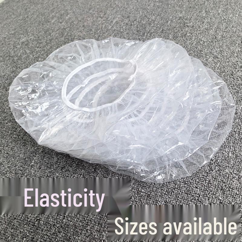 Универсальная прозрачная шапочка для душа с мультяшным принтом — водонепроницаемая, с цветочным принтом, многоразовая, взрослого размера, однослойная.