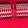 Women's Pure Cashmere Fair Isle Zip-Up Cardigan Sweater, Long Sleeve, Stand Collar, New Year Red