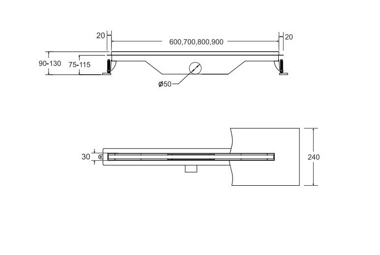 VIRGO SLIM 70 chrome linear drain Besco drainage
