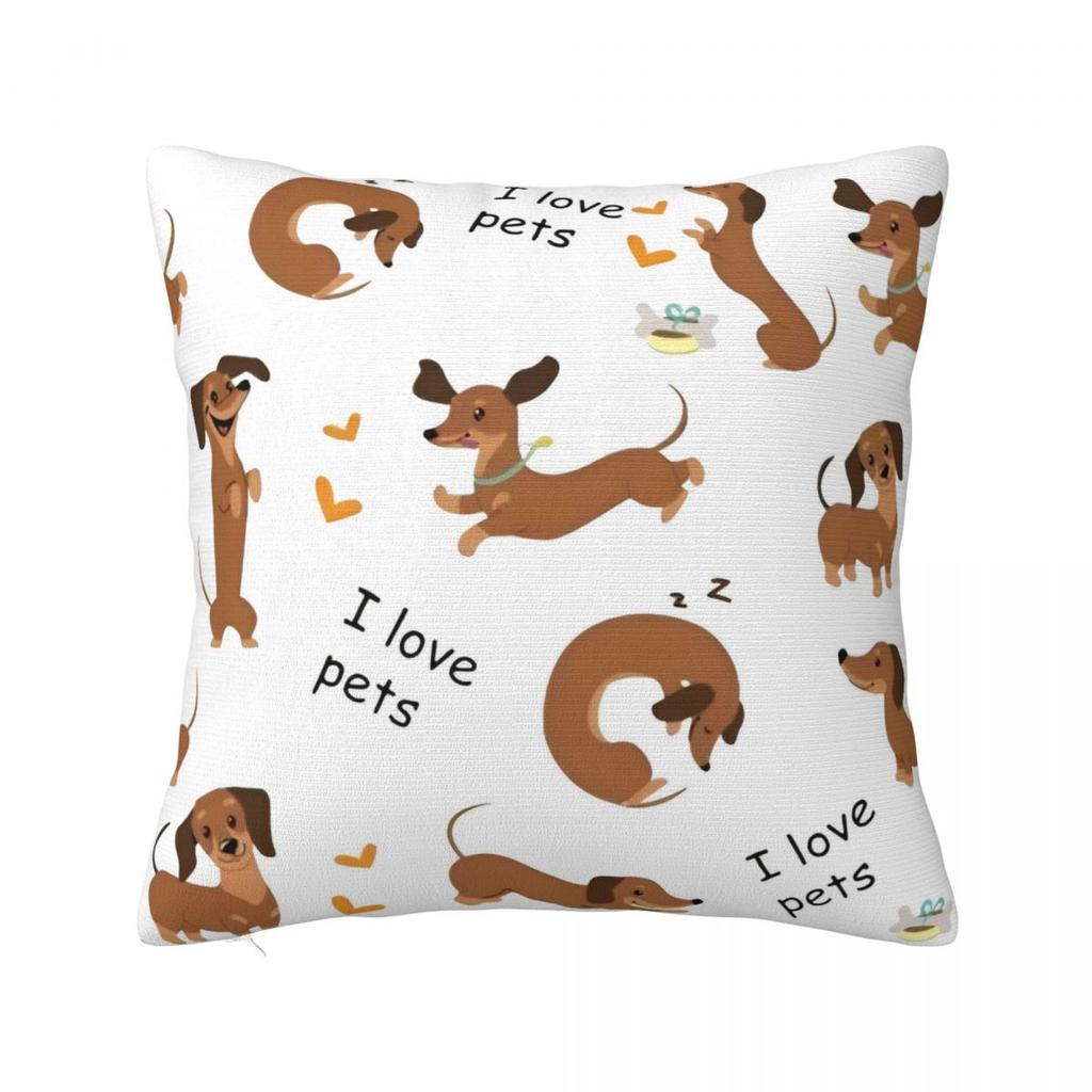 Dachshund Square Pillow Cases Dog Cushion Cover Novelty Decorative Pillowcover for Car 4545cm