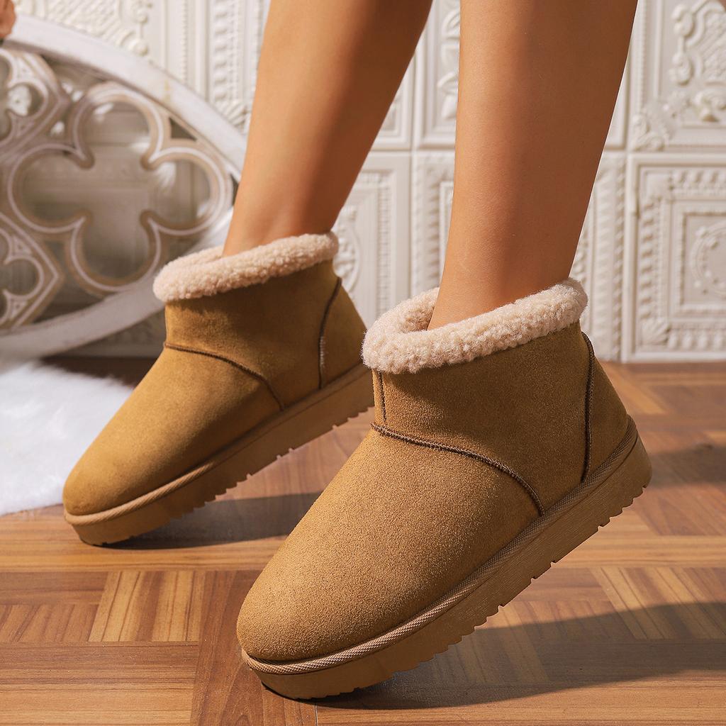 Snow boots women's new winter cotton shoes women's velvet thermal shoes large size flat snow cotton shoes bread shoes