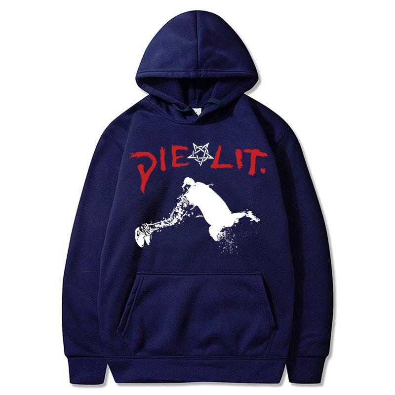 Rapper Playboi Carti Die Lit Graphic Hoodies Unisex Hip Hop Gothic Long Sleeve Casual Fleece Oversized Sweatshirt Streetwear