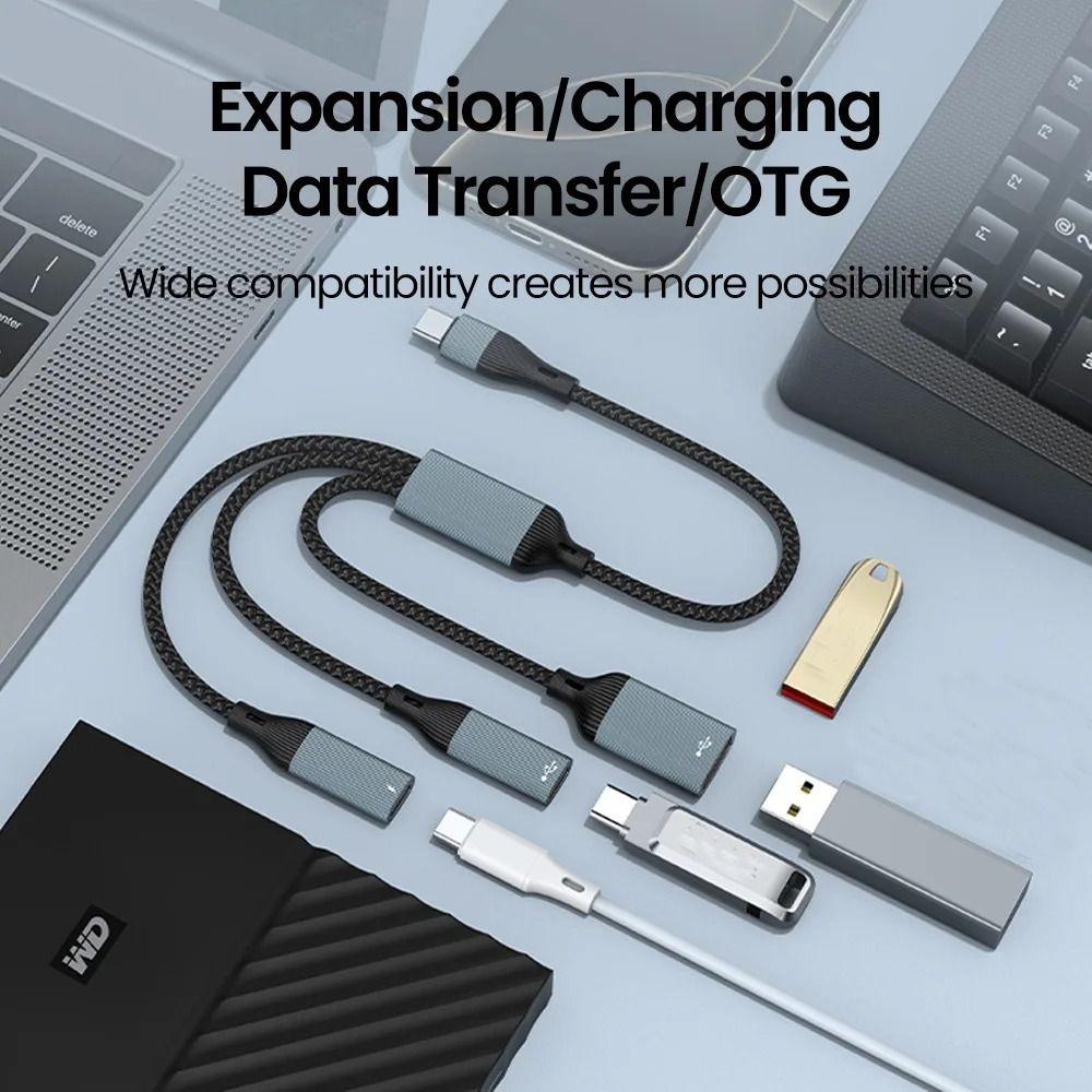 Aluminum Alloy Shell Multiple Splitter Adapter TPE Plastic USB Power Charging Hub Power Charging
