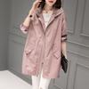 Pink Windbreaker Women's Mid-length Spring and Autumn Thin Spring Coat Temperament Casual Coat
