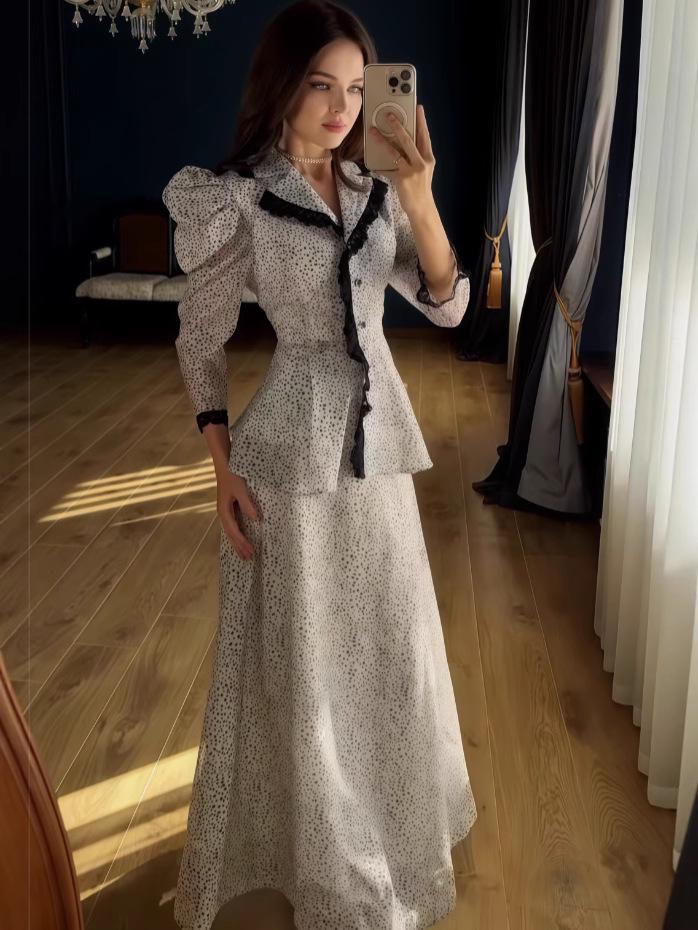 2025 Autumn Chic Long Sleeve High Waist Slimming Two-Piece Shirt Set