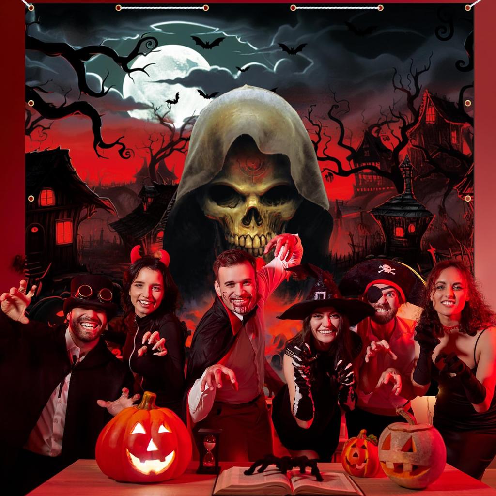 7x8Ft Halloween Garage Door Cover Outdoor Scary Backdrop Decoration for Yard