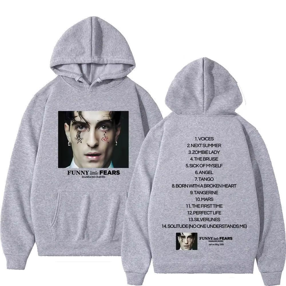 FUNNY Little FEARS Album 2026 Damiano David Double-sided Printed Sweatshirt Fashion Pullover Oversized Fleece Casual Hoodies