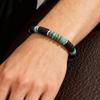 Vnox Ретро Браслет с Акцентным Камнем и Бусинами из Имитации Черного Агата на Эластичной Нити, Мужские Украшения в Стиле Бохо для Вечеринки