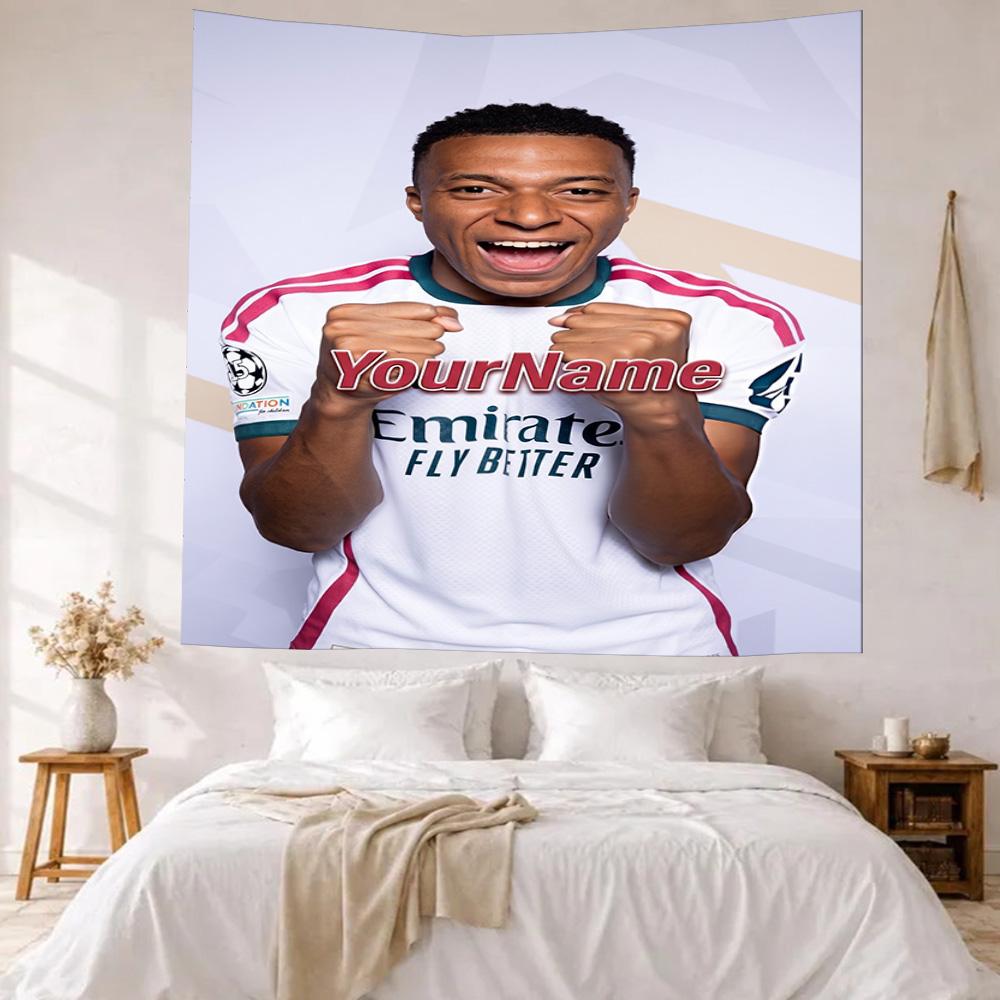 Mbappe Custom Your Name Wall Decor Tapestry Art For Pet Memorial Birthdaywedding Party Backdrop Family Gift