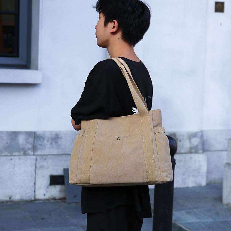 [Yocipa] женская и мужская сумка-тоут Большая холщовая легкая сумка через плечо для поездок на работу Большая вместимость для поездок в школу многофункциональная сумка через плечо