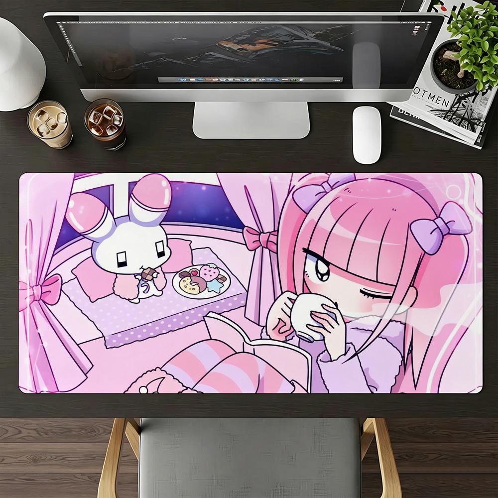 Yami Kawaii Menherachan Коврик для мыши Большой Нескользящий Водонепроницаемый Коврик Прошитый край Клавиатурный коврик Для игр Ежедневного офиса