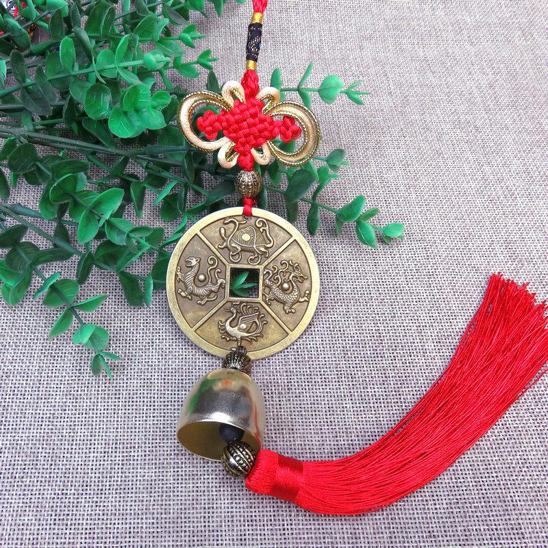 Китайский узел Фэншуй Медные монеты Колокольчики ветра Молитва Удача Ретро Коллекция Антикварная валюта Сувенир для вечеринки Подарок Украшение для автомобиля