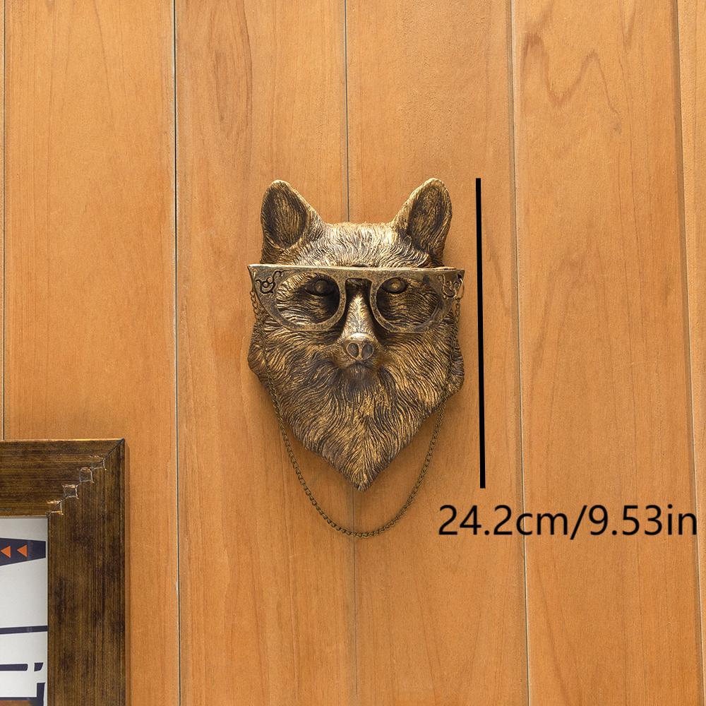 Antique Bronze Resin Animal Pendant Golden Deer Head Wall Storage Hook Up Background Wall Accessories Decorative Figurines