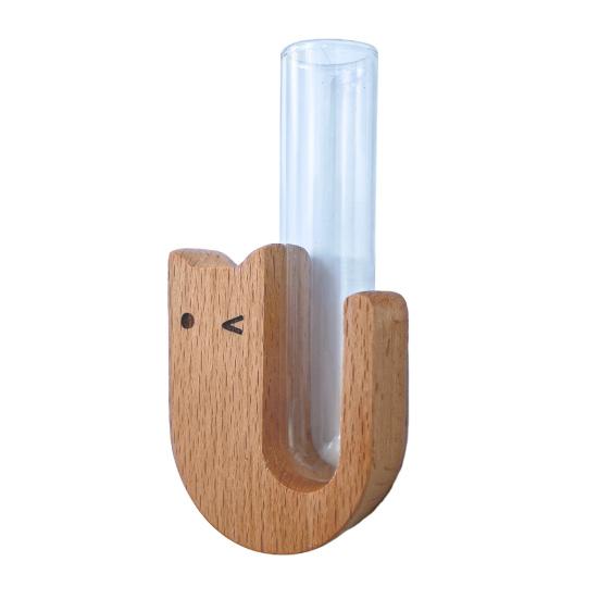 Ваза Кошачий Ус Магнит на Холодильник Деревянный Магнит на Холодильник со Стеклянной Трубкой Магнитный Контейнер для Сбора Кошачьих Усов Ваза Аксессуары для Холодильника