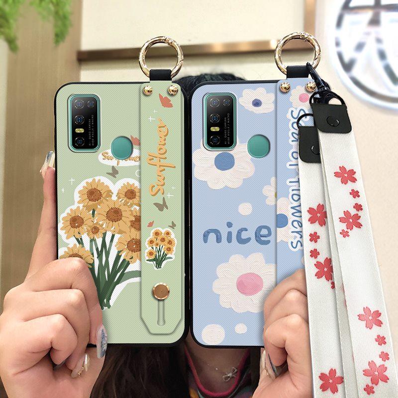 Dirt-resistant Silicone Phone Case For Doogee N30 Waterproof Kickstand Flower Oil Painting Fashion Design Phone Holder
