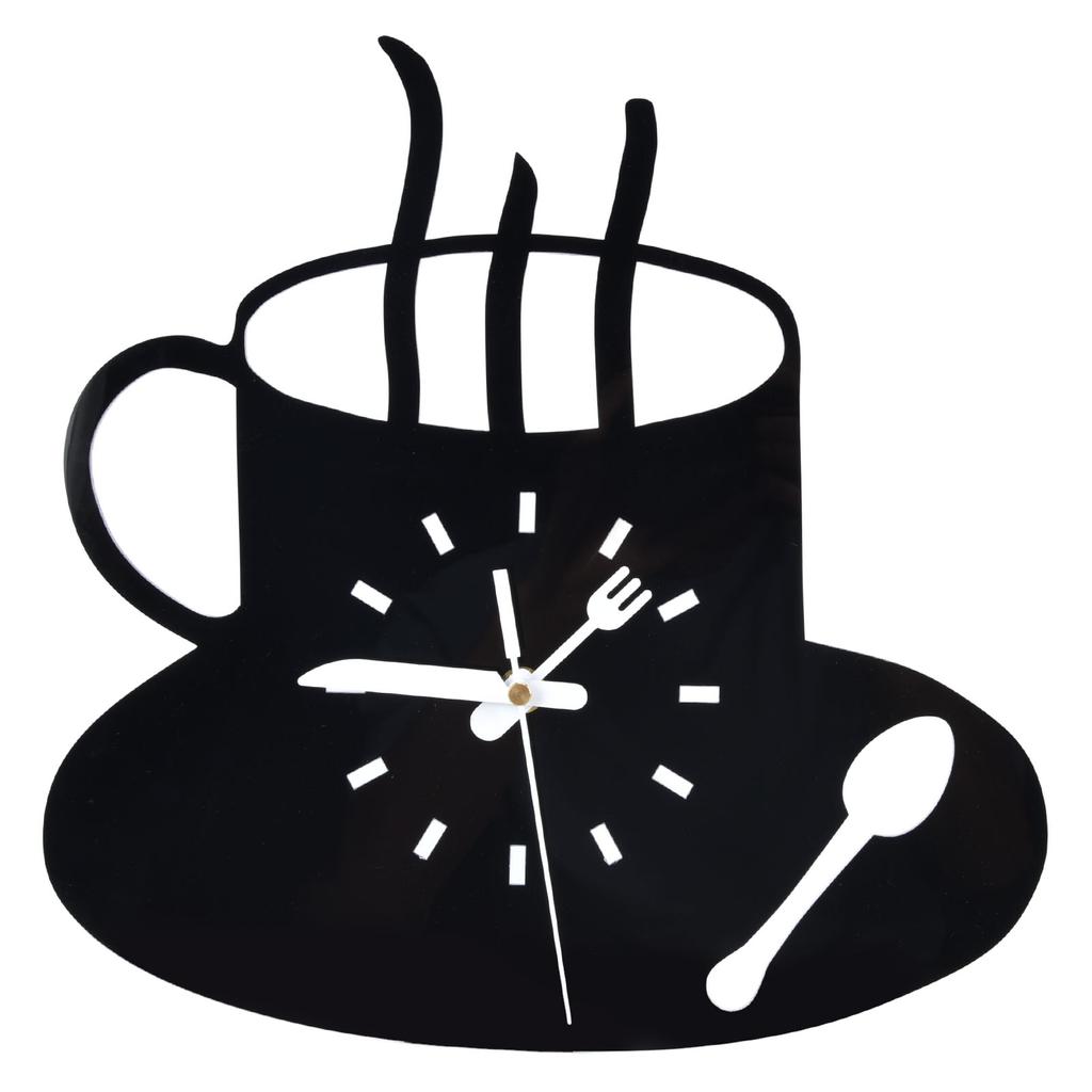 Кухонные настенные часы 3D Современный стиль кофейной кружки Акриловые Бесшумный механизм Безрамный дизайн Бесшумные настенные часы