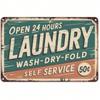 Ретро Металлический Знак для Прачечной WASH DRY FOLD Винтажное Настенное Искусство 8x12 Дюймов Рустикальный Декор Фермерского Дома