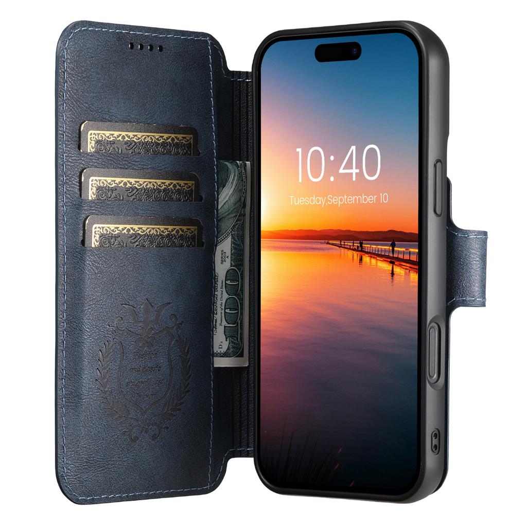 SUTENI Q-05 Чехол-кошелек для iPhone 14/13 2 в 1, съемная кожаная откидная крышка для телефона с подставкой