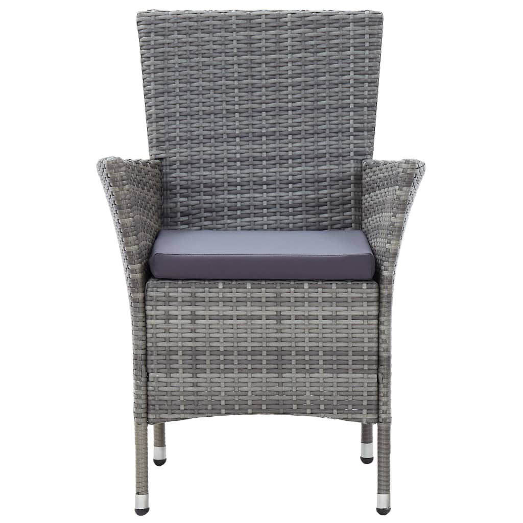9 Piece Garden Dining Set with Cushions Poly Rattan Gray