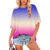 Women's Fashion Casual Gradient Color Loose Round Neck Short Sleeve Trendy Holiday T-shirt Top