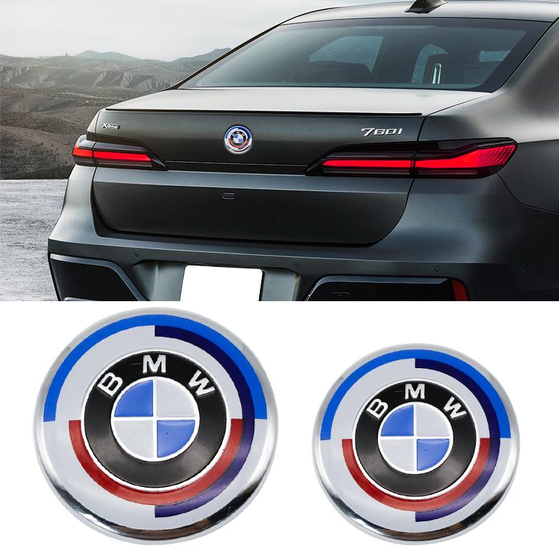 7Pcs Car Front Rear Logo Hub Center Cover Steering Wheel Center Emblem Stickers 50th Anniversary For BMW E60 E93 G01 E87 G20 NS1