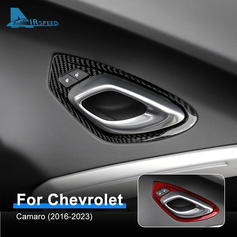 Наклейка из настоящего твердого углеродного волокна для Chevrolet Camaro 2016 2017 2018 2019 2020 2021 2022 2023, внутренняя ручка двери автомобиля, отделка салона