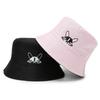 Foldable Bucket Hat Cute Dog Embroidered Fisherman Cap Portable Outdoor Sun Caps  Sun Protection