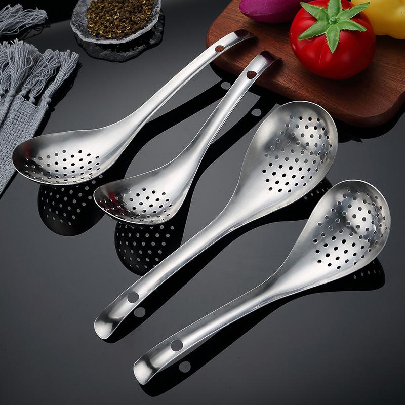 Stainless Steel Strainer Spoon Kitchen Colander Spoon Filter Sieve Food Scoop Perforated Colander With Skimmer KTY