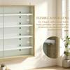 Wall display case for collections with 4 height-adjustable shelves and 2 sliding glass doors