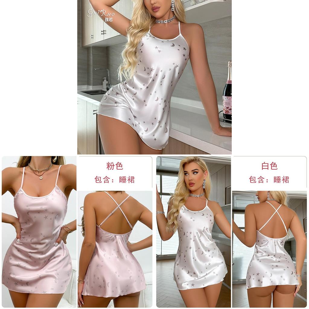 Lingerie Slip Dress With Vneck Sleeveless Ice Silk For Relaxing Home Wear