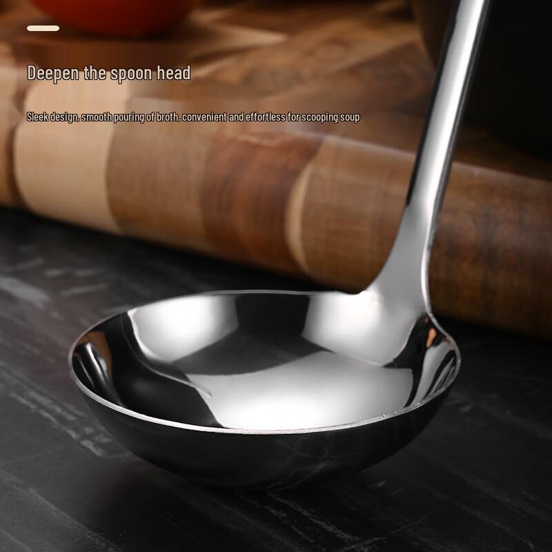 304 Stainless Steel Polished Flat Handle Soup Ladle