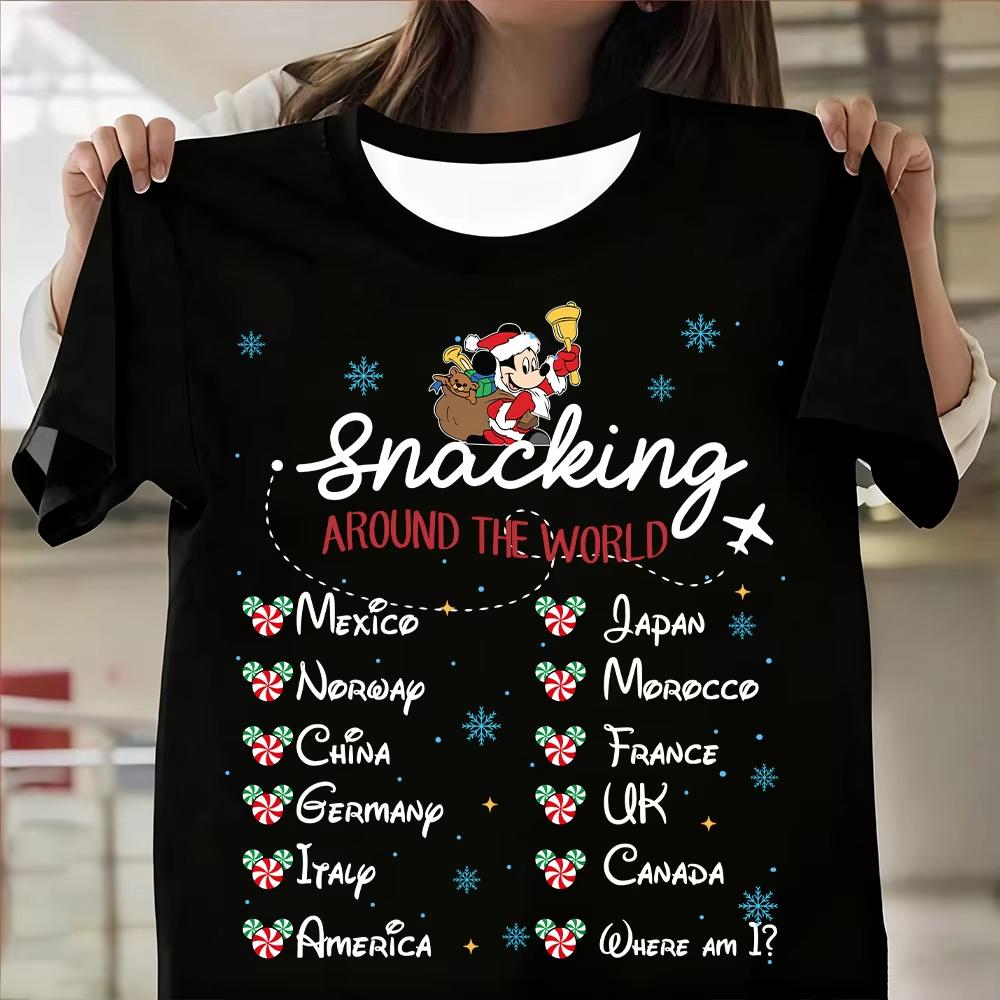 New Mickey Santa Claus Christmas Vintage Print Womens Brand Clothes Oversized TShirt Summer Fashion Casual Streetwear