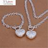 Crystal Heart Pendant 925 Sterling Silver Bracelet Necklace for Women Fashion Wedding Party Wedding Accessories Gift Jewelry Set