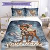 3PC Custom Name Winter Friends Adventure Bedding Set Duvet Cover Closure Includes 1 Duvet Cover & 2 Pillowcases for Bedroom