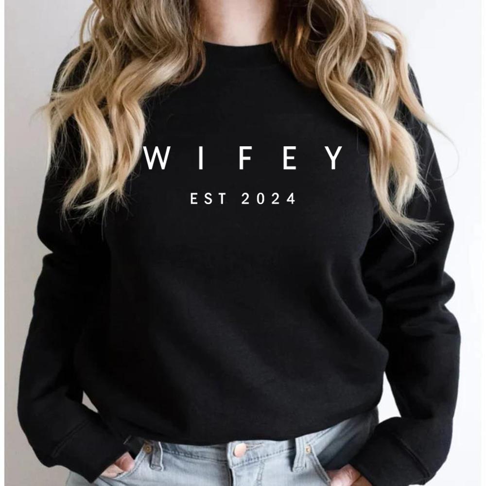 Женский свитер Wifey EST 2024, подарок для свадебного душа, подарки на помолвку, толстовки для жениха, женские толстовки с рисунком, пуловеры с длинными рукавами, топ