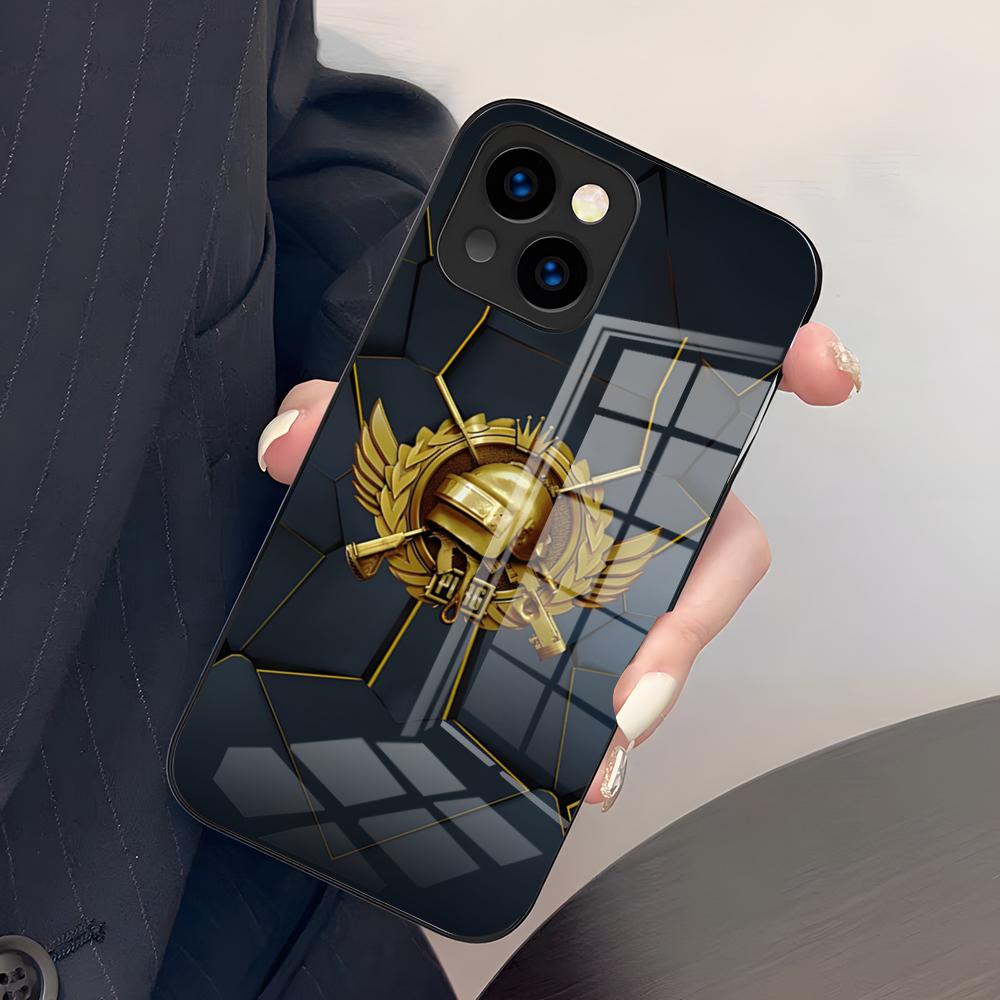 Игровой чехол P-PUBG для телефона iPhone 17 Pro Max 15 Pro 16 14 Plus 12 13 Mini 11 Pro, противоударная стеклянная крышка