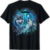 Инопланетный Волк Воющий на Луну НЛО Галактика Лес Ночь Арт Футболка